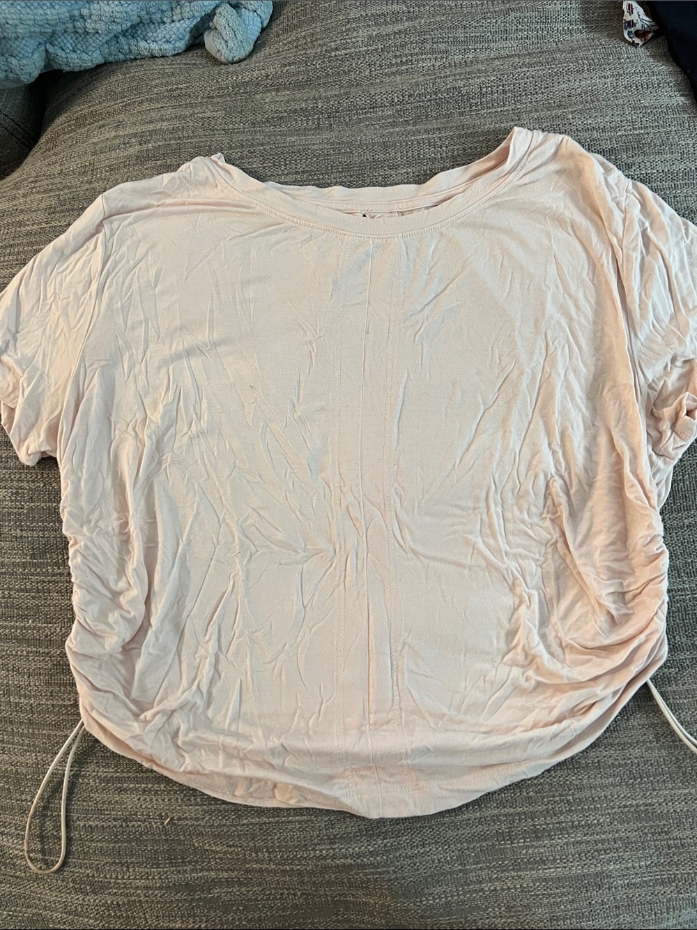 Women’s Light Pink Short Sleeve Workout Top with Side Ties